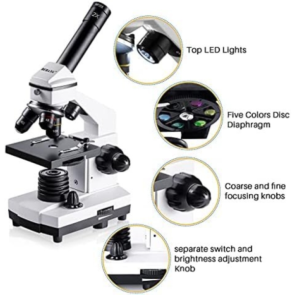 Microscope for Adults Kids, 100X-2000X BEBANG Compound Microscope - Image 4