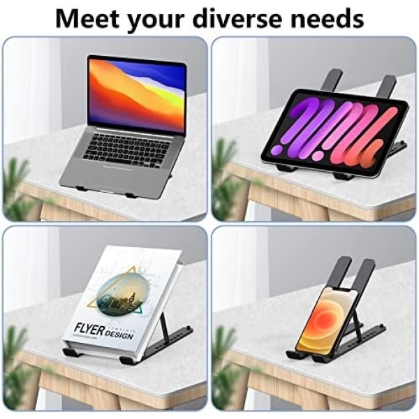 Tonmom Laptop Stand for Desk, Adjustable Riser ABS+Silicone Foldable - Image 6