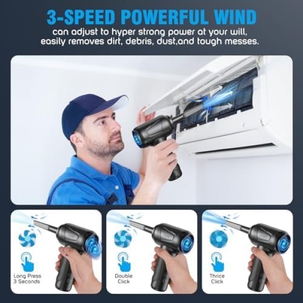 Compressed Air Duster with Air Blower 160000RPM Vacuum Cleaner and Air Duster - Image 2