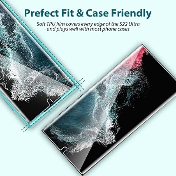 EGV [3 Pack] Screen Protector for Samsung Galaxy S22 Ultra 5G, 3D Curved Full - Image 6