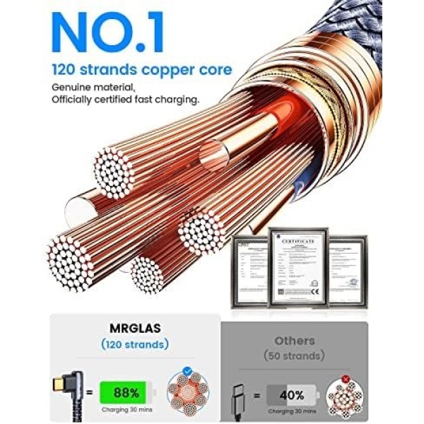 MRGLAS USB C Charger Cable 3.2A, [4-Pack,10+6.6+3.3+1.6FT] Type C Charger Fast - Image 6